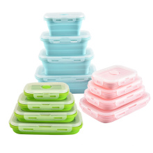 Space Saving Microwaver Dishwasher Freezer Safe BPA Free Non-stick Food Grade Collapsible Silicone Food Containers